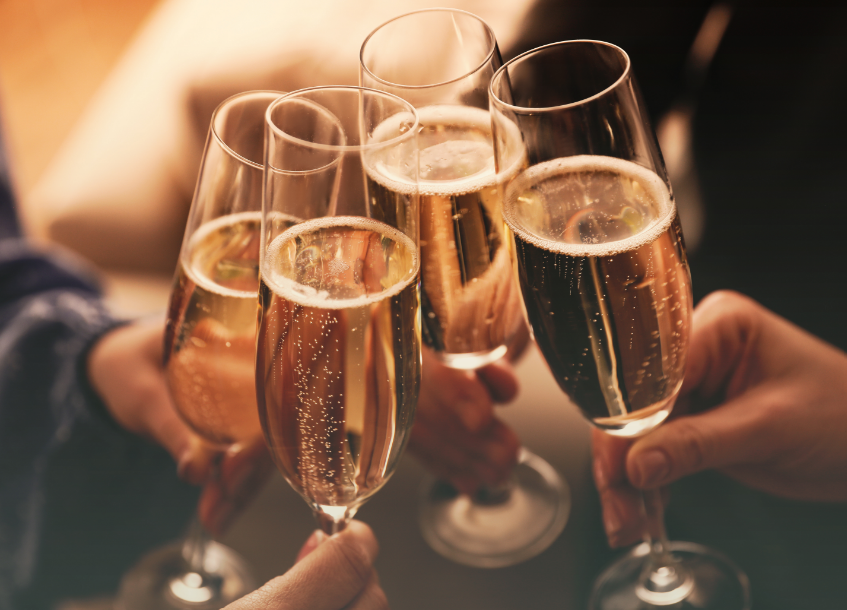 Champagnes glasses in a "cheers" pose