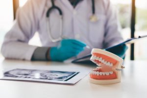 Dentures at dentist's office.