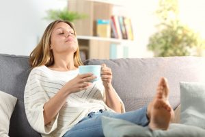 Woman relaxing after root canal.