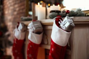 stockings hung up on a mantle